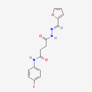 molecular formula C15H14FN3O3 B11096959 Butanamide, 4-furfurylidenhydrazino-4-oxo-N-(4-fluorophenyl)- 