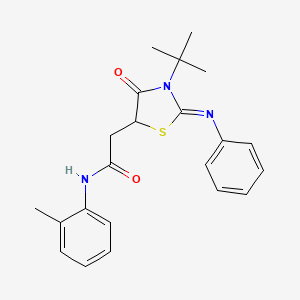 molecular formula C22H25N3O2S B11096987 2-[(2E)-3-tert-butyl-4-oxo-2-(phenylimino)-1,3-thiazolidin-5-yl]-N-(2-methylphenyl)acetamide 