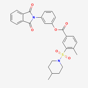 molecular formula C28H26N2O6S B11097013 3-(1,3-dioxo-1,3-dihydro-2H-isoindol-2-yl)phenyl 4-methyl-3-[(4-methylpiperidin-1-yl)sulfonyl]benzoate 