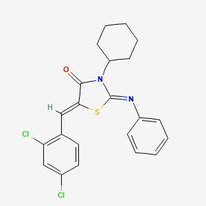 molecular formula C22H20Cl2N2OS B11097063 (2E,5Z)-3-Cyclohexyl-5-[(2,4-dichlorophenyl)methylidene]-2-(phenylimino)-1,3-thiazolidin-4-one 