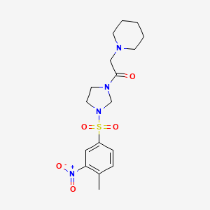 molecular formula C17H24N4O5S B11097073 1-{3-[(4-Methyl-3-nitrophenyl)sulfonyl]imidazolidin-1-yl}-2-(piperidin-1-yl)ethanone 