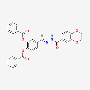 molecular formula C30H22N2O7 B11097077 2-(Benzoyloxy)-4-{[(E)-2-(2,3-dihydro-1,4-benzodioxin-6-ylcarbonyl)hydrazono]methyl}phenyl benzoate 