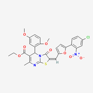 ethyl (2E)-2-{[5-(4-chloro-2-nitrophenyl)furan-2-yl]methylidene}-5-(2,5-dimethoxyphenyl)-7-methyl-3-oxo-2,3-dihydro-5H-[1,3]thiazolo[3,2-a]pyrimidine-6-carboxylate