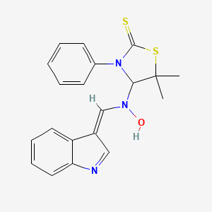 4-[(Z)-(1H-indol-3-ylmethylidene)(oxido)-lambda~5~-azanyl]-5,5-dimethyl-3-phenyl-1,3-thiazolidine-2-thione