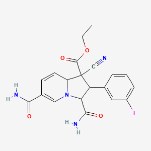 molecular formula C20H19IN4O4 B11097147 Ethyl 3,6-dicarbamoyl-1-cyano-2-(3-iodophenyl)-1,2,3,8a-tetrahydroindolizine-1-carboxylate 