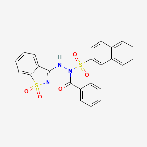 N'-(1,1-dioxido-1,2-benzothiazol-3-yl)-N-(naphthalen-2-ylsulfonyl)benzohydrazide