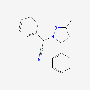 molecular formula C18H17N3 B11097179 (3-methyl-5-phenyl-4,5-dihydro-1H-pyrazol-1-yl)(phenyl)acetonitrile 