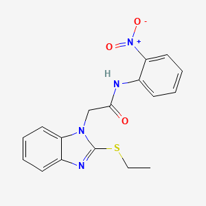 molecular formula C17H16N4O3S B11097183 2-[2-(ethylsulfanyl)-1H-benzimidazol-1-yl]-N-(2-nitrophenyl)acetamide 