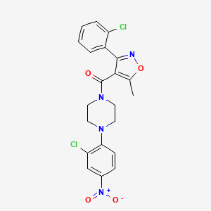 molecular formula C21H18Cl2N4O4 B11097193 (4-(2-Chloro-4-nitrophenyl)piperazin-1-yl)(3-(2-chlorophenyl)-5-methylisoxazol-4-yl)methanone 