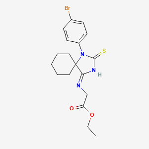 molecular formula C18H22BrN3O2S B11097203 Ethyl 2-{[1-(4-bromophenyl)-2-thioxo-1,3-diazaspiro[4.5]dec-4-yliden]amino}acetate 