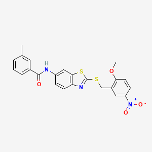 molecular formula C23H19N3O4S2 B11097205 N-{2-[(2-methoxy-5-nitrobenzyl)sulfanyl]-1,3-benzothiazol-6-yl}-3-methylbenzamide 