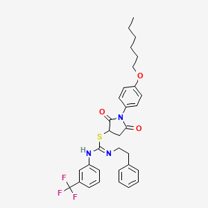 1-[4-(hexyloxy)phenyl]-2,5-dioxopyrrolidin-3-yl N-(2-phenylethyl)-N'-[3-(trifluoromethyl)phenyl]carbamimidothioate