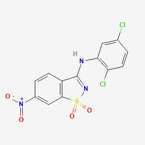 molecular formula C13H7Cl2N3O4S B11097216 N-(2,5-dichlorophenyl)-6-nitro-1,2-benzothiazol-3-amine 1,1-dioxide 