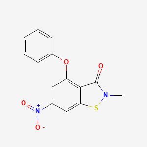 molecular formula C14H10N2O4S B11097221 2-methyl-6-nitro-4-phenoxy-1,2-benzothiazol-3(2H)-one 