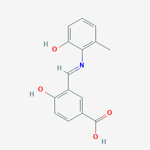 4-hydroxy-3-{(E)-[(2-hydroxy-6-methylphenyl)imino]methyl}benzoic acid