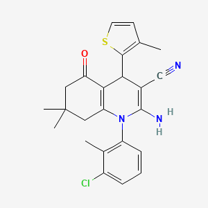 2-Amino-1-(3-chloro-2-methylphenyl)-7,7-dimethyl-4-(3-methyl-2-thienyl)-5-oxo-1,4,5,6,7,8-hexahydro-3-quinolinecarbonitrile