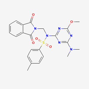 molecular formula C22H22N6O5S B11097250 N-[4-(dimethylamino)-6-methoxy-1,3,5-triazin-2-yl]-N-[(1,3-dioxo-1,3-dihydro-2H-isoindol-2-yl)methyl]-4-methylbenzenesulfonamide 