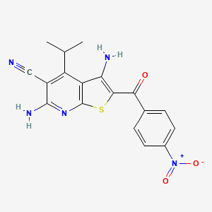 molecular formula C18H15N5O3S B11097283 3,6-Diamino-2-[(4-nitrophenyl)carbonyl]-4-(propan-2-yl)thieno[2,3-b]pyridine-5-carbonitrile 