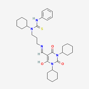 molecular formula C33H47N5O3S B11097299 1-cyclohexyl-1-(3-{[(1,3-dicyclohexyl-2,4,6-trioxotetrahydropyrimidin-5(2H)-ylidene)methyl]amino}propyl)-3-phenylthiourea 