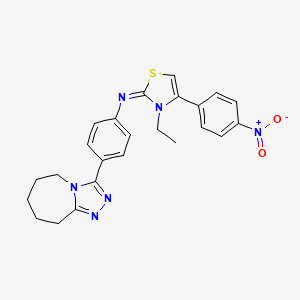 molecular formula C24H24N6O2S B11097311 N-[(2Z)-3-ethyl-4-(4-nitrophenyl)-1,3-thiazol-2(3H)-ylidene]-4-(6,7,8,9-tetrahydro-5H-[1,2,4]triazolo[4,3-a]azepin-3-yl)aniline 