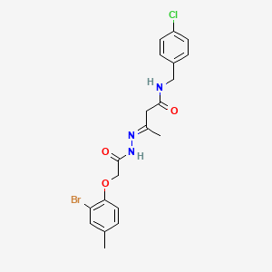 (3E)-3-{2-[(2-bromo-4-methylphenoxy)acetyl]hydrazinylidene}-N-(4-chlorobenzyl)butanamide