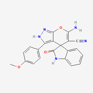 molecular formula C21H15N5O3 B11097356 6'-amino-3'-(4-methoxyphenyl)-2-oxo-1,2-dihydro-1'H-spiro[indole-3,4'-pyrano[2,3-c]pyrazole]-5'-carbonitrile 