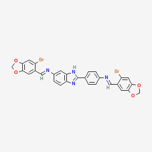 N-[(E)-(6-bromo-1,3-benzodioxol-5-yl)methylidene]-2-(4-{[(E)-(6-bromo-1,3-benzodioxol-5-yl)methylidene]amino}phenyl)-1H-benzimidazol-6-amine