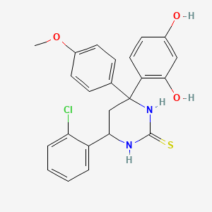 molecular formula C23H21ClN2O3S B11097399 6-(2-chlorophenyl)-4-(2,4-dihydroxyphenyl)-4-(4-methoxyphenyl)tetrahydropyrimidine-2(1H)-thione 