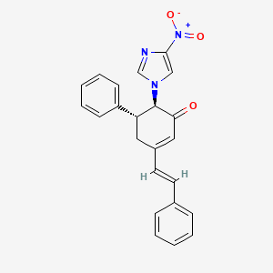 molecular formula C23H19N3O3 B11097413 (5R,6R)-6-(4-nitro-1H-imidazol-1-yl)-5-phenyl-3-[(E)-2-phenylethenyl]cyclohex-2-en-1-one 