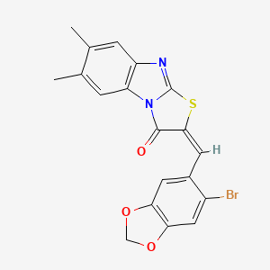 molecular formula C19H13BrN2O3S B11097427 (2E)-2-[(6-bromo-1,3-benzodioxol-5-yl)methylidene]-6,7-dimethyl[1,3]thiazolo[3,2-a]benzimidazol-3(2H)-one 