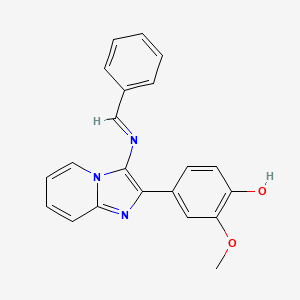 molecular formula C21H17N3O2 B11097430 4-[3-(Benzylideneamino)imidazo[1,2-a]pyridin-2-yl]-2-methoxyphenol 