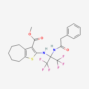 methyl 2-({1,1,1,3,3,3-hexafluoro-2-[(phenylacetyl)amino]propan-2-yl}amino)-5,6,7,8-tetrahydro-4H-cyclohepta[b]thiophene-3-carboxylate