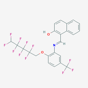 molecular formula C23H14F11NO2 B11097465 1-[(E)-({2-[(2,2,3,3,4,4,5,5-octafluoropentyl)oxy]-5-(trifluoromethyl)phenyl}imino)methyl]naphthalen-2-ol 