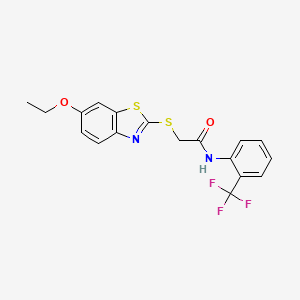 2-[(6-ethoxy-1,3-benzothiazol-2-yl)sulfanyl]-N-[2-(trifluoromethyl)phenyl]acetamide