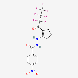 molecular formula C16H12F7N3O4 B11097480 N'-[2-(2,2,3,3,4,4,4-heptafluorobutanoyl)cyclopent-1-en-1-yl]-4-nitrobenzohydrazide 