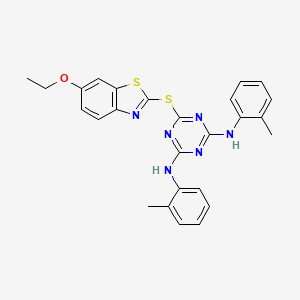 6-[(6-ethoxy-1,3-benzothiazol-2-yl)sulfanyl]-N,N'-bis(2-methylphenyl)-1,3,5-triazine-2,4-diamine