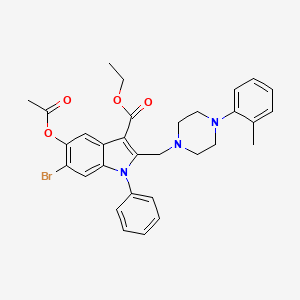 molecular formula C31H32BrN3O4 B11097493 ethyl 5-(acetyloxy)-6-bromo-2-{[4-(2-methylphenyl)piperazin-1-yl]methyl}-1-phenyl-1H-indole-3-carboxylate 