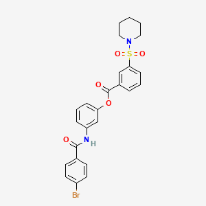 molecular formula C25H23BrN2O5S B11097561 3-{[(4-Bromophenyl)carbonyl]amino}phenyl 3-(piperidin-1-ylsulfonyl)benzoate 