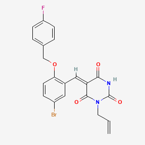 molecular formula C21H16BrFN2O4 B11097575 (5Z)-5-{5-bromo-2-[(4-fluorobenzyl)oxy]benzylidene}-1-(prop-2-en-1-yl)pyrimidine-2,4,6(1H,3H,5H)-trione 