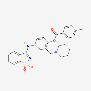 4-[(1,1-Dioxido-1,2-benzothiazol-3-yl)amino]-2-(piperidin-1-ylmethyl)phenyl 4-methylbenzoate