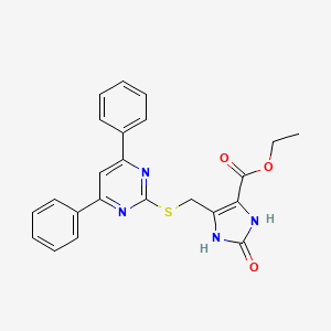 molecular formula C23H20N4O3S B11097628 ethyl 5-{[(4,6-diphenylpyrimidin-2-yl)sulfanyl]methyl}-2-oxo-2,3-dihydro-1H-imidazole-4-carboxylate 