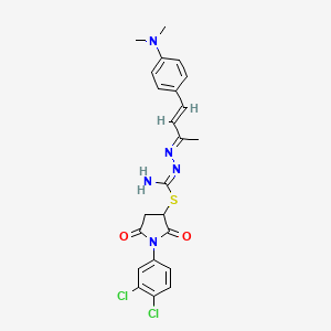 1-(3,4-dichlorophenyl)-2,5-dioxopyrrolidin-3-yl (2E)-2-{(3E)-4-[4-(dimethylamino)phenyl]but-3-en-2-ylidene}hydrazinecarbimidothioate