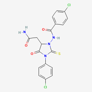 molecular formula C18H14Cl2N4O3S B11097664 N-[5-(2-amino-2-oxoethyl)-3-(4-chlorophenyl)-4-oxo-2-thioxoimidazolidin-1-yl]-4-chlorobenzamide 