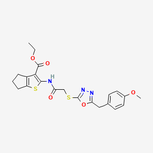 ethyl 2-[({[5-(4-methoxybenzyl)-1,3,4-oxadiazol-2-yl]sulfanyl}acetyl)amino]-5,6-dihydro-4H-cyclopenta[b]thiophene-3-carboxylate