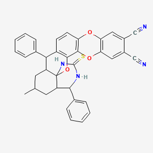 molecular formula C36H28N4O3S B11097691 18-methyl-15,21-diphenyl-23-sulfanylidene-3,10,26-trioxa-22,24-diazahexacyclo[12.12.0.02,11.04,9.016,25.020,25]hexacosa-1(14),2(11),4(9),5,7,12-hexaene-6,7-dicarbonitrile 