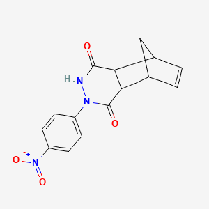 molecular formula C15H13N3O4 B11097707 2-(4-Nitrophenyl)-2,3,4a,5,8,8a-hexahydro-5,8-methanophthalazine-1,4-dione 