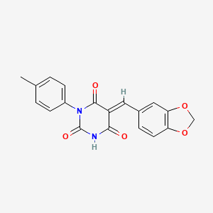 (5E)-5-(1,3-benzodioxol-5-ylmethylidene)-1-(4-methylphenyl)pyrimidine-2,4,6(1H,3H,5H)-trione