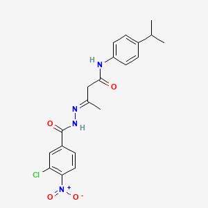 (3E)-3-{2-[(3-chloro-4-nitrophenyl)carbonyl]hydrazinylidene}-N-[4-(propan-2-yl)phenyl]butanamide