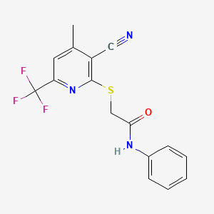 2-{[3-cyano-4-methyl-6-(trifluoromethyl)pyridin-2-yl]sulfanyl}-N-phenylacetamide