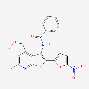 molecular formula C21H17N3O5S B11097779 N-[4-(methoxymethyl)-6-methyl-2-(5-nitrofuran-2-yl)thieno[2,3-b]pyridin-3-yl]benzamide 